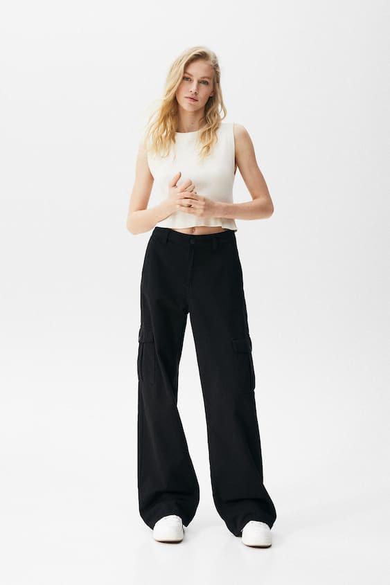 black relaxed cargo pants