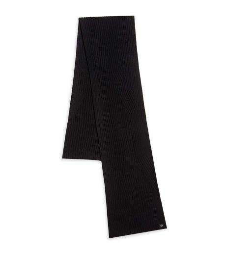 black rib-knit scarf