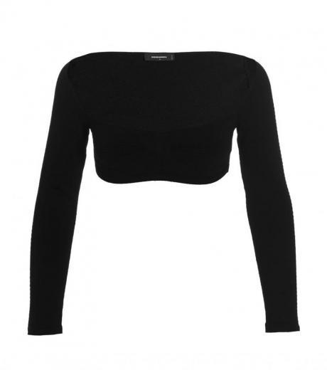 black ribbed cropped sweater