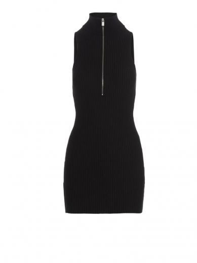 black ribbed knit dress