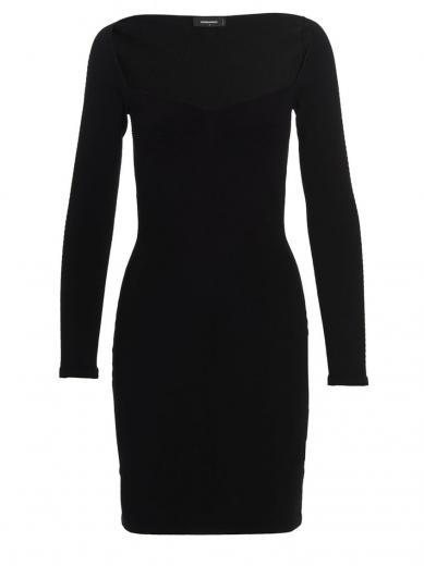 black ribbed viscose dress