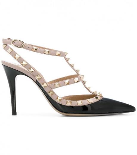 black rockstud patent leather pumps