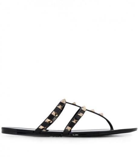 black rockstud rubber thong sandals