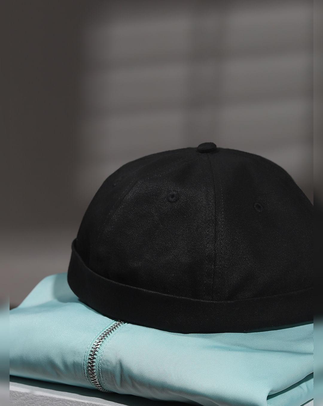 black roll hat