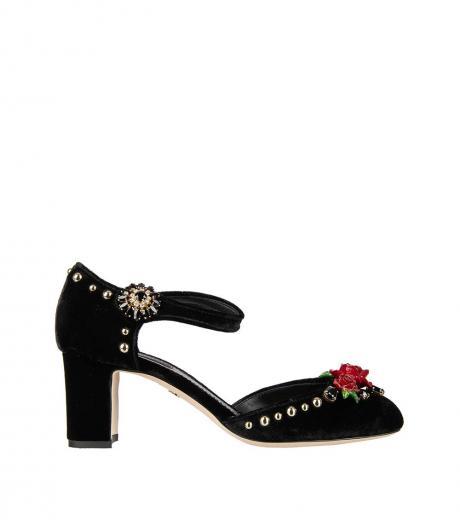 black rose velvet heels
