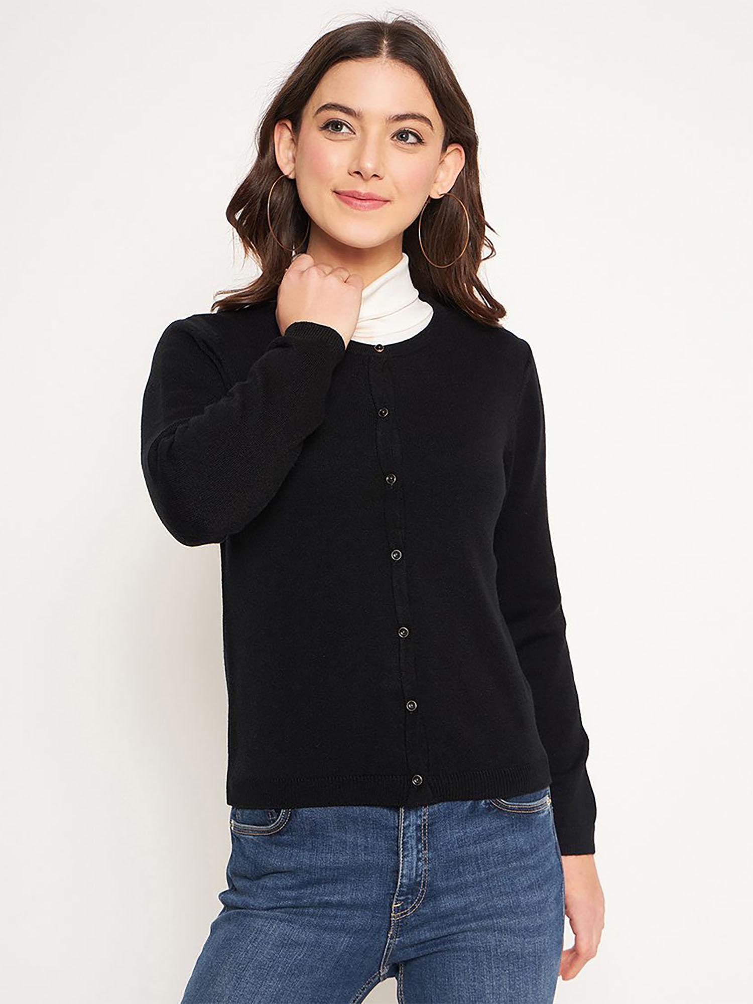 black round neck cardigan