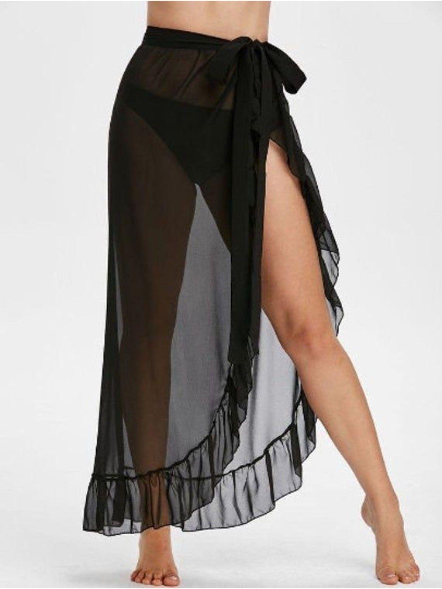 black ruffled sarong skirt