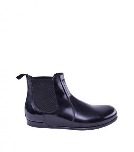black runway ankle boots