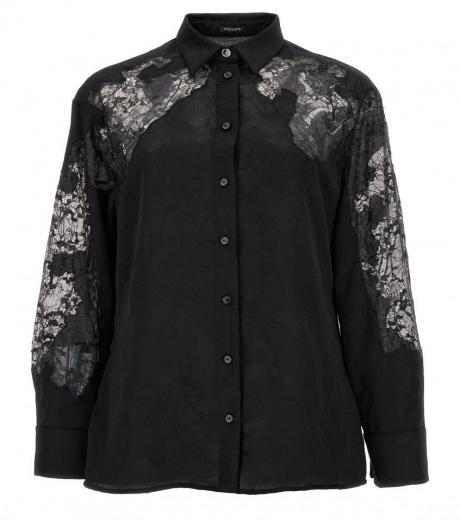 black satin lace shirt