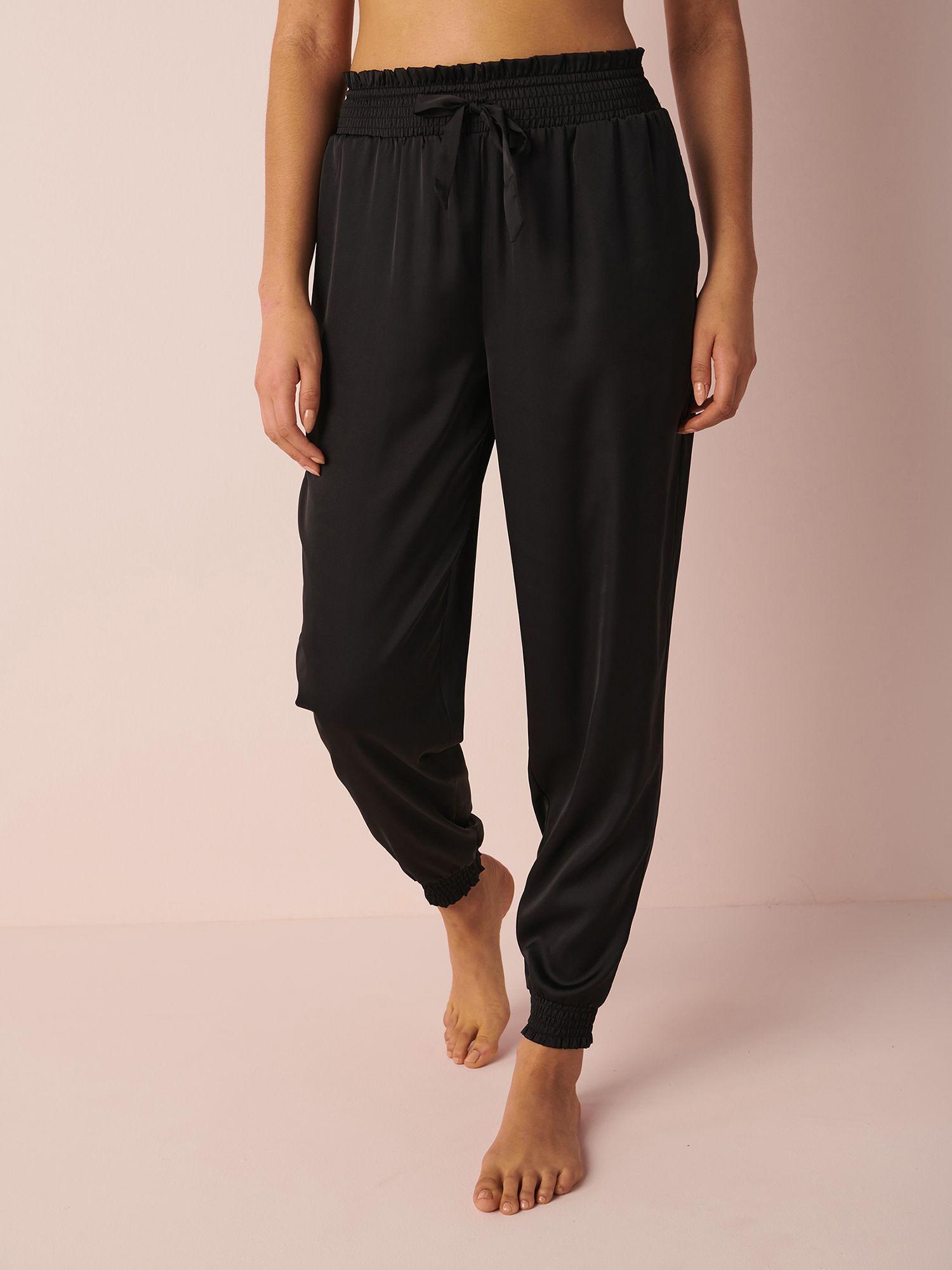 black satin pants