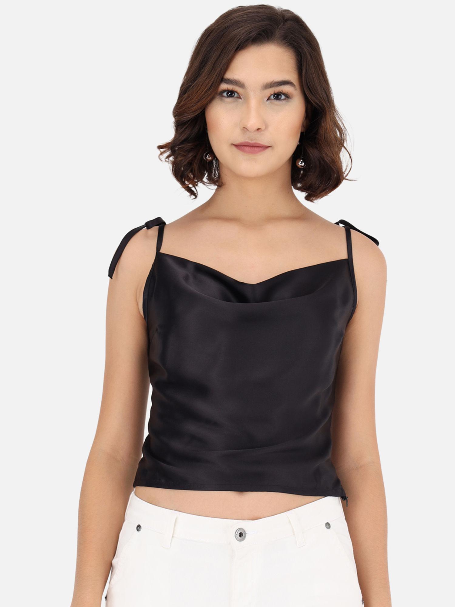 black satin party top