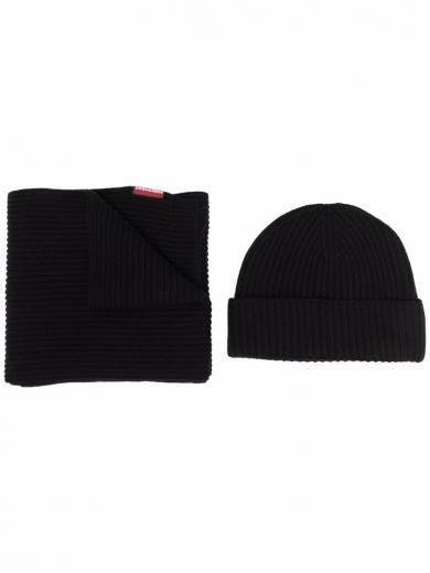 black scarf and beanie set