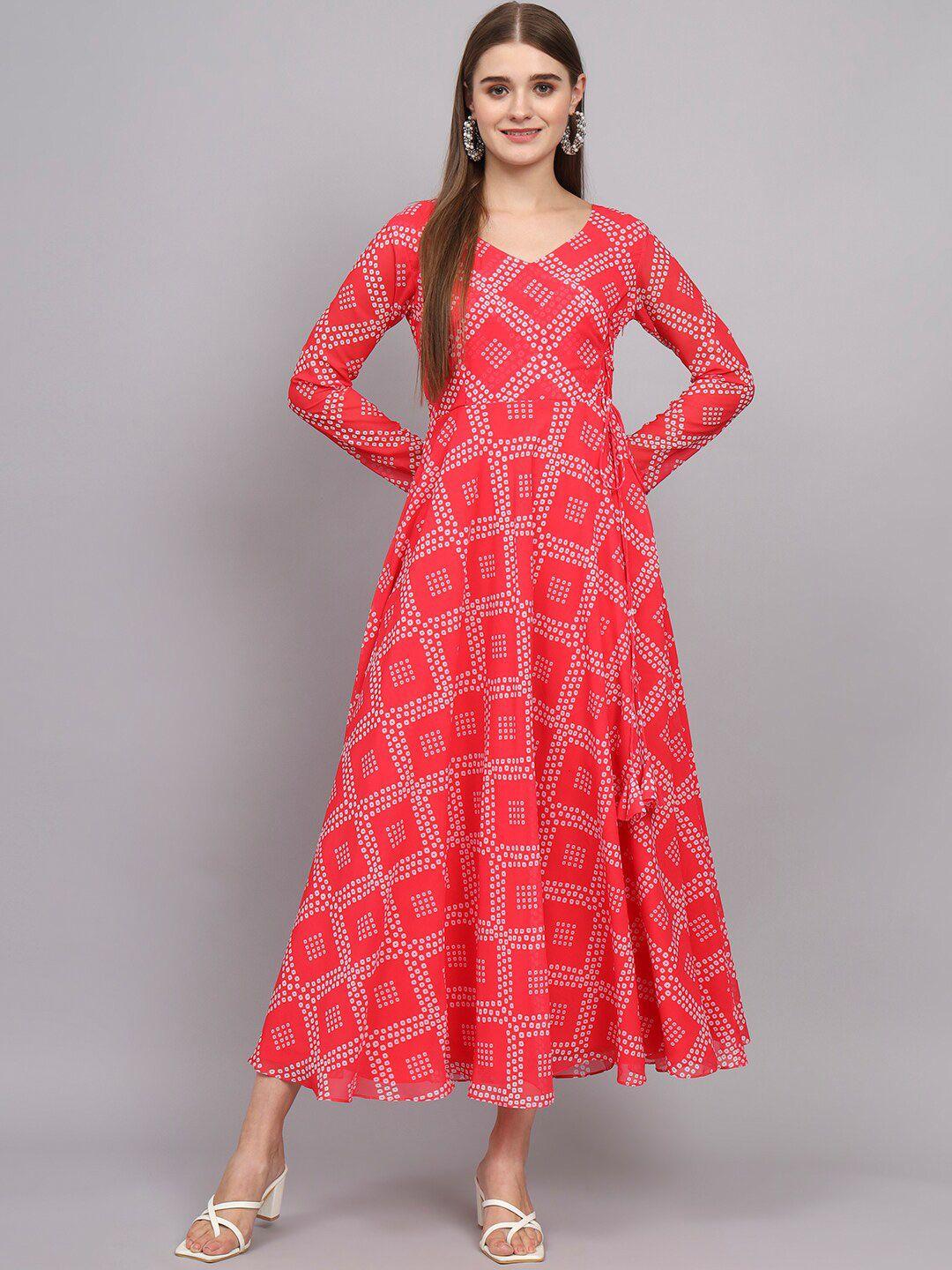 black scissor bandhani print fit & flared maxi ethnic dress