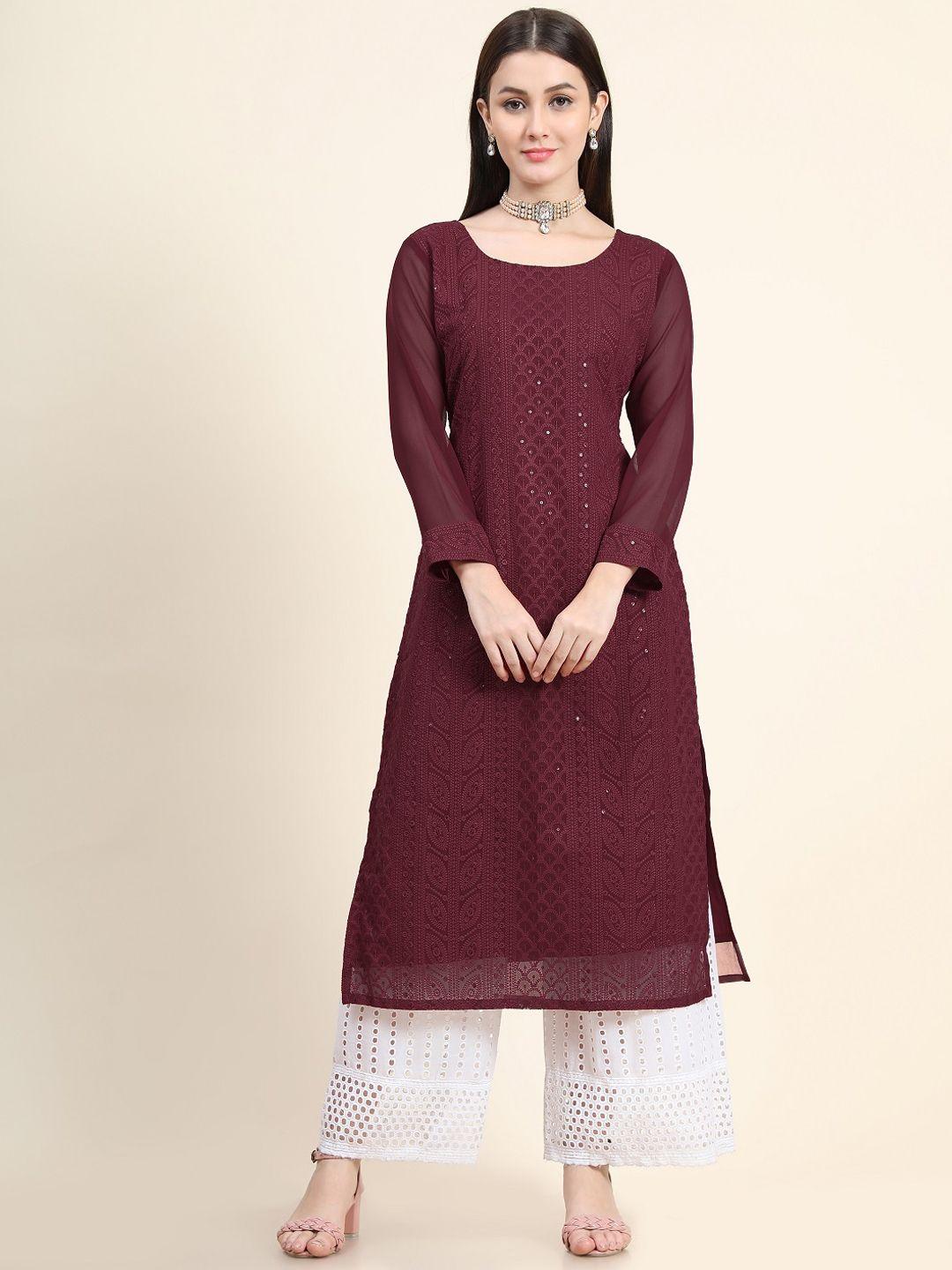 black scissor ethnic motifs embroidered chikankari kurta