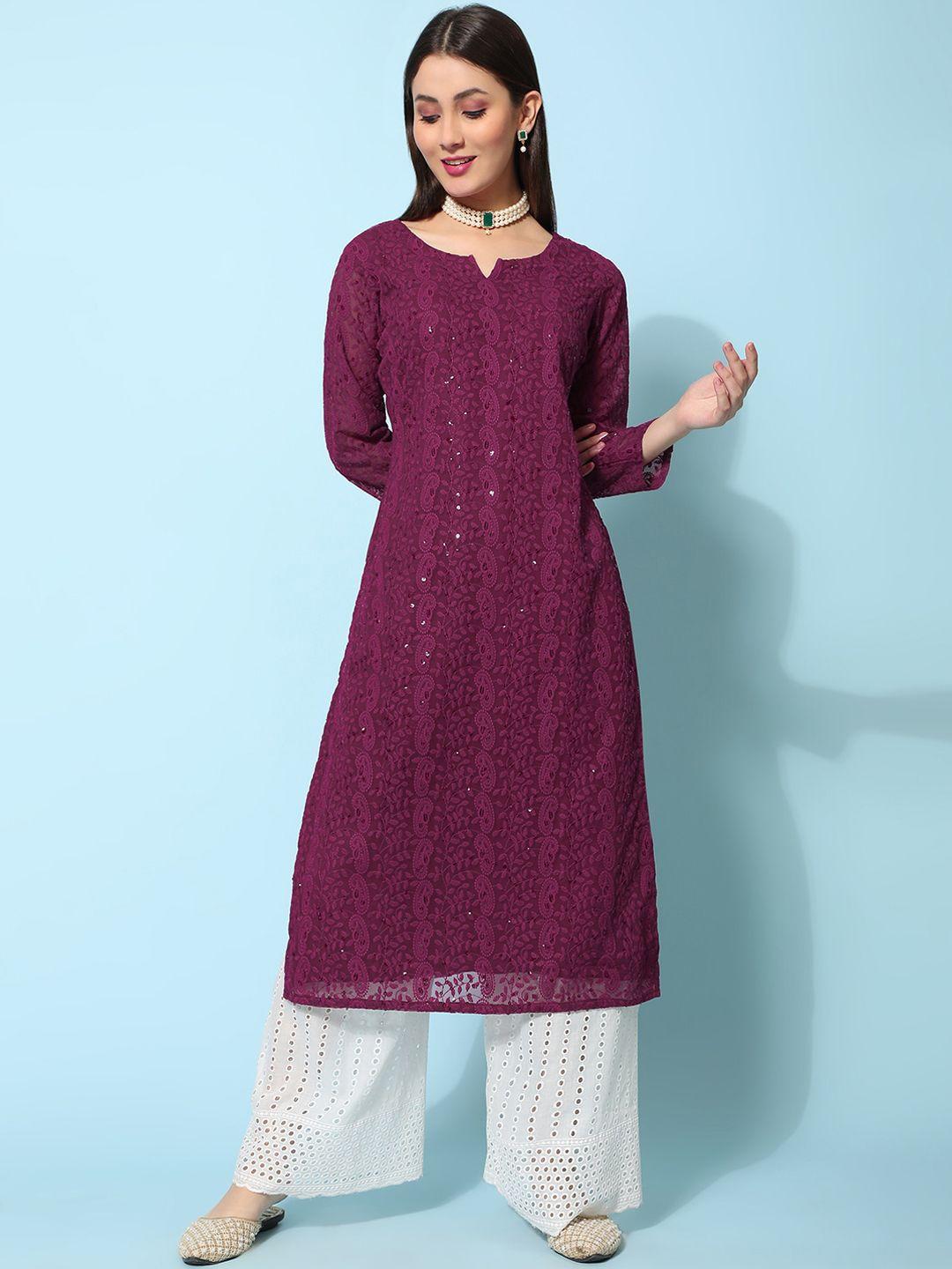 black scissor ethnic motifs embroidered chikankari kurta