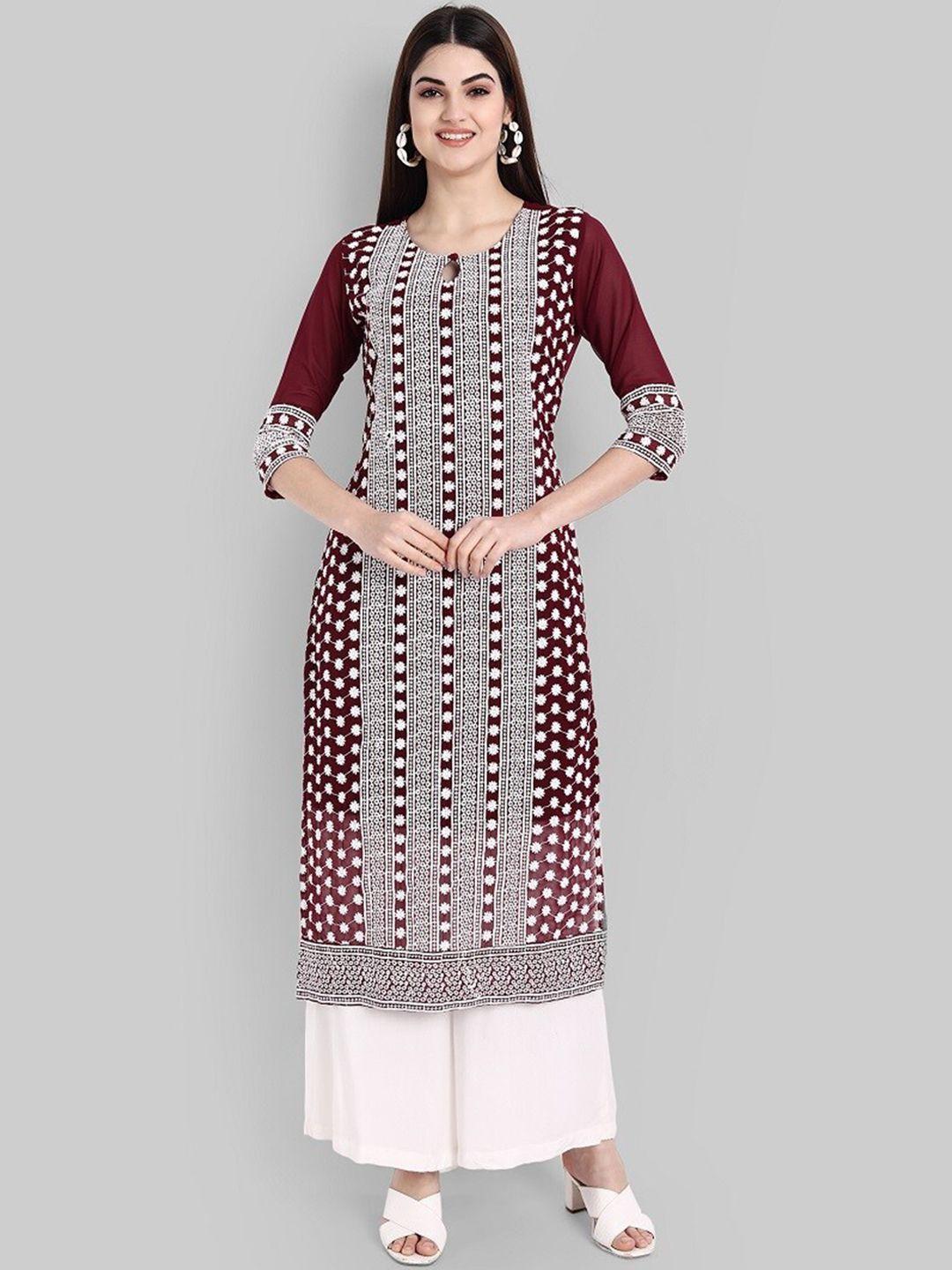 black scissor ethnic motifs embroidered keyhole neck kurta