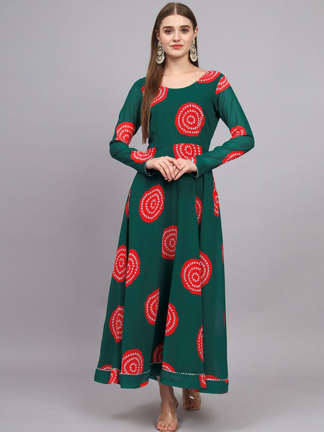 black scissor ethnic motifs printed maxi ethnic dress