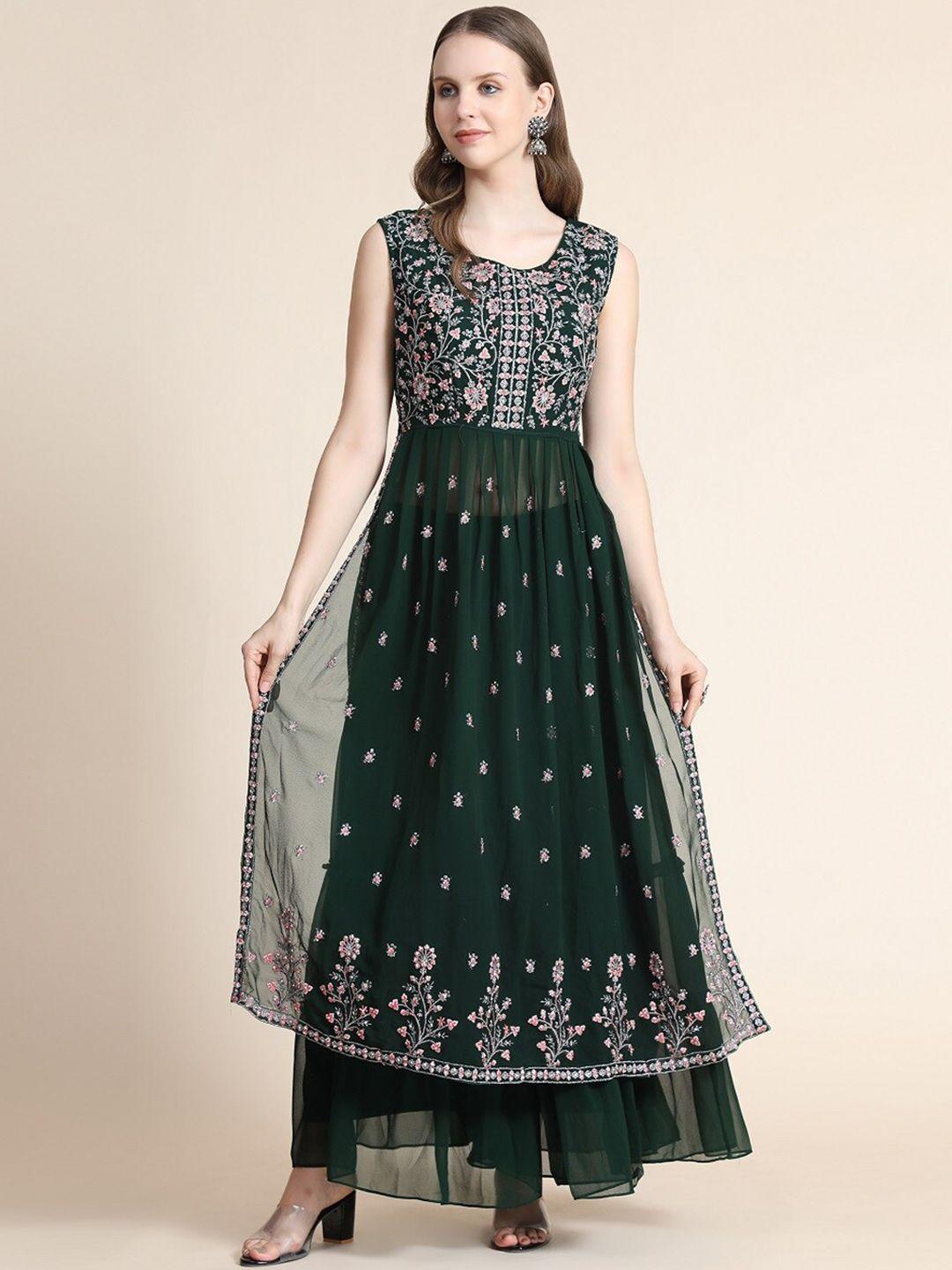 black scissor floral embroidered regular sequinned kurta with sharara