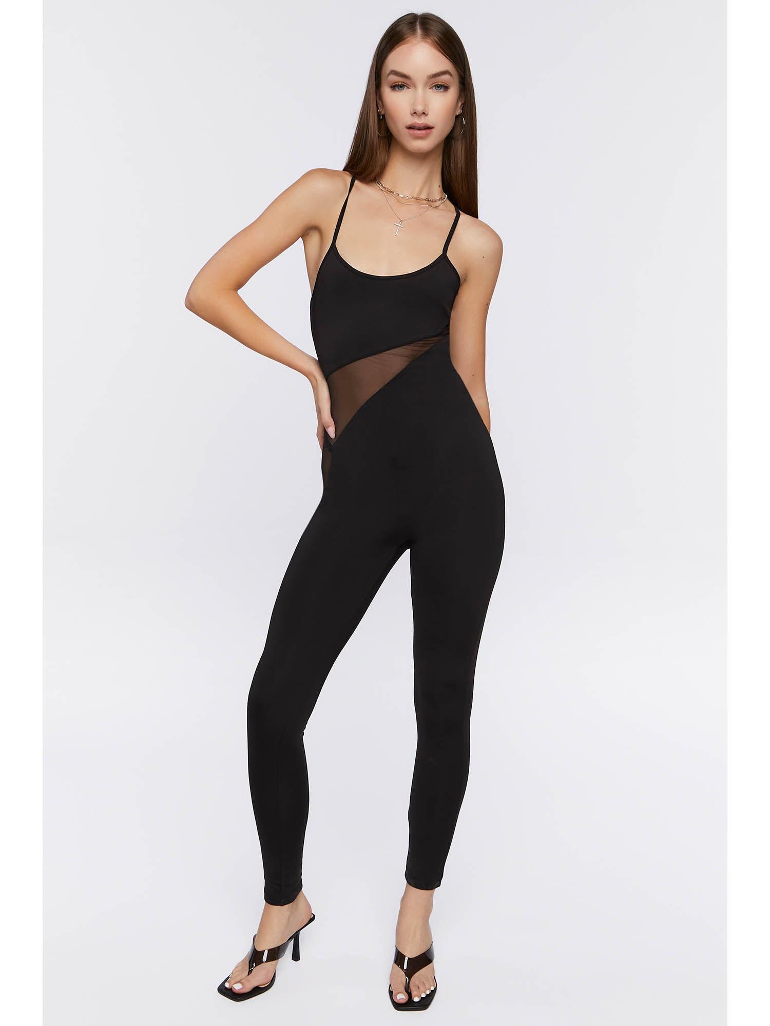 black see through mesh jumpsuit