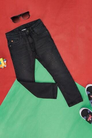 black self design full length  casual boys regular fit  jeans