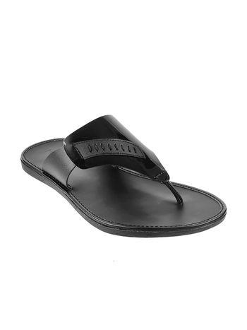 black self design sandals