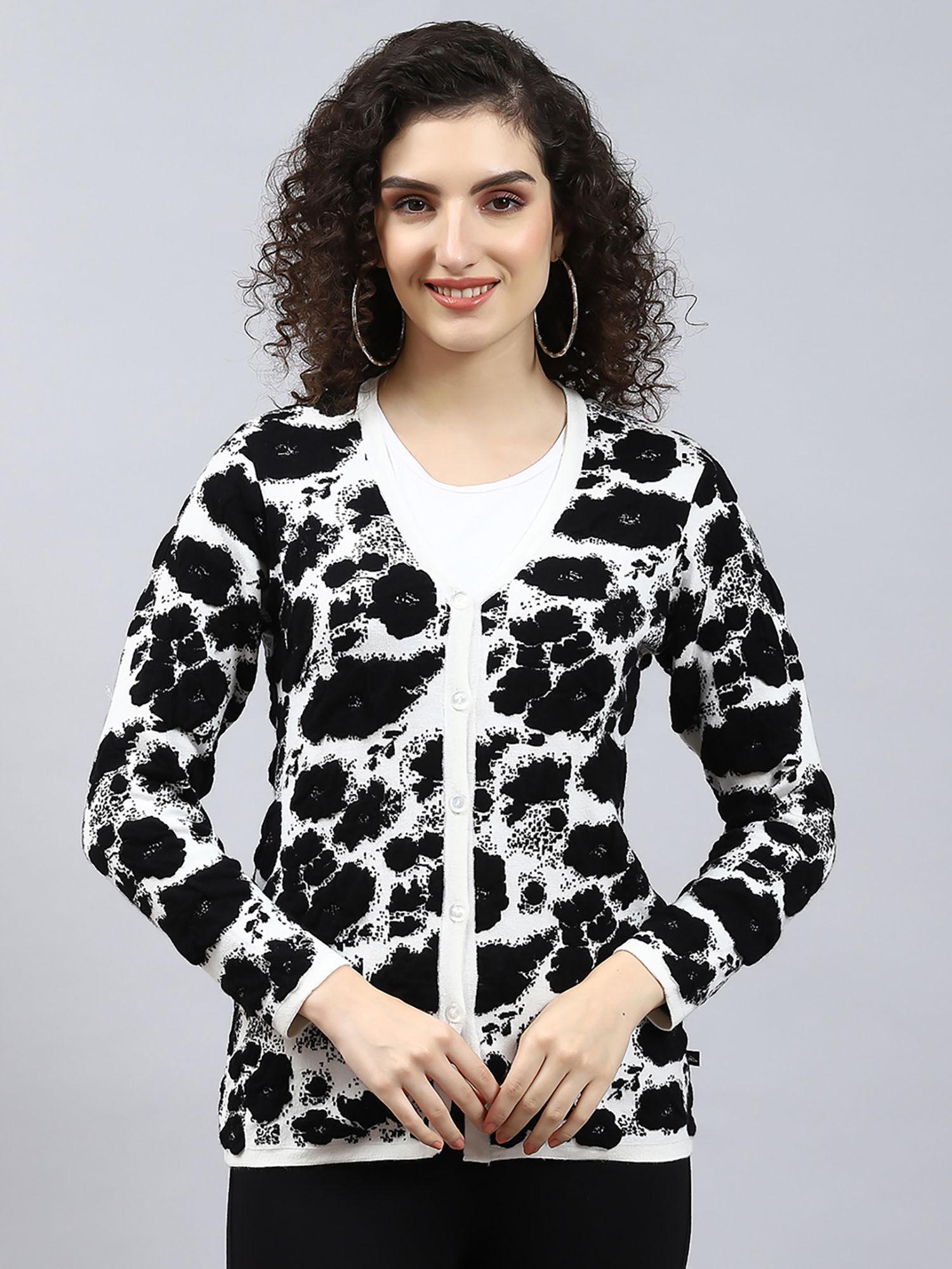 black self design v neck cardigan