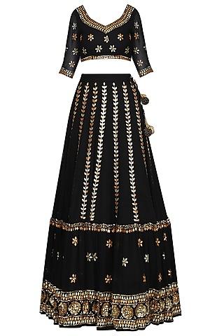 black sequin and gota embroidered lehenga set