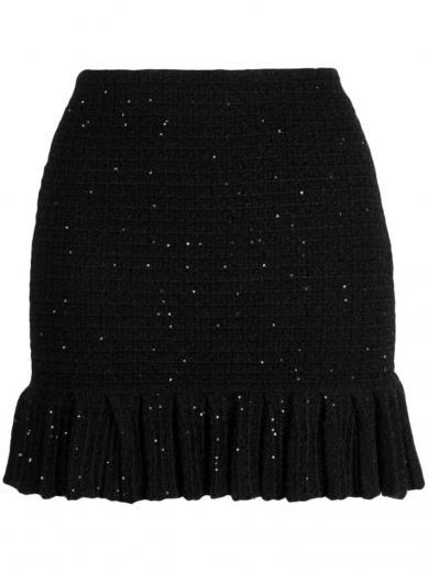 black sequin textured mini skirt
