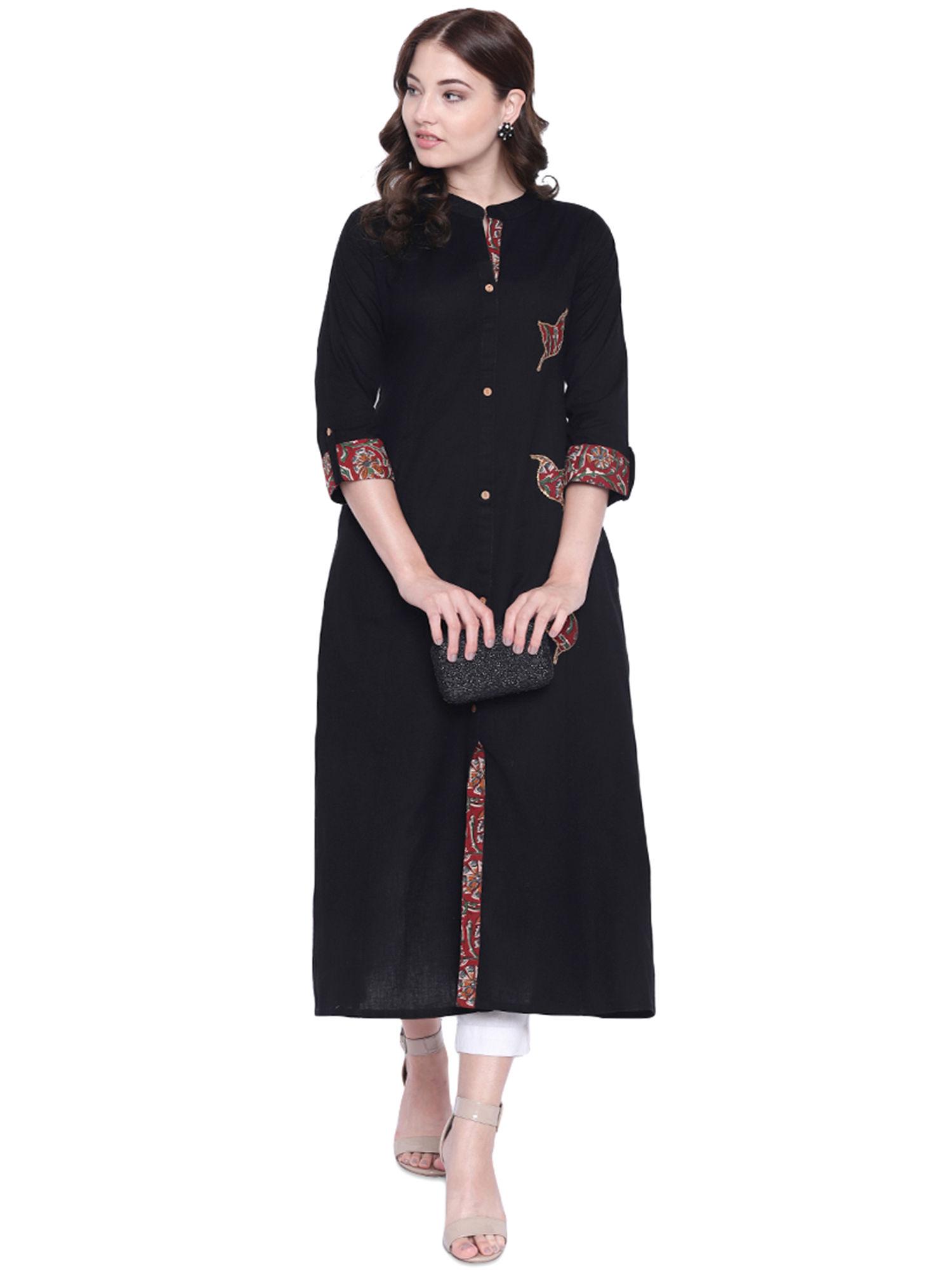 black sequin work khadi kurta