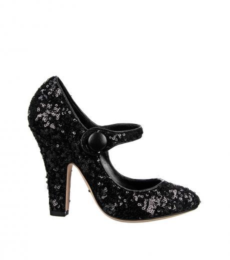 black sequined mary janes heels