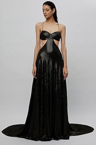 black sequins dress