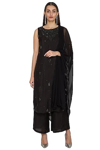 black sequins embroidered kurta set