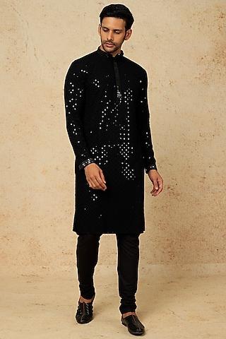 black sequins embroidery kurta set