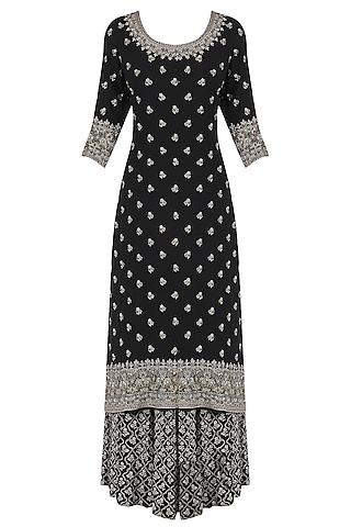 black sequins emrboidered kurta and sharara pants set