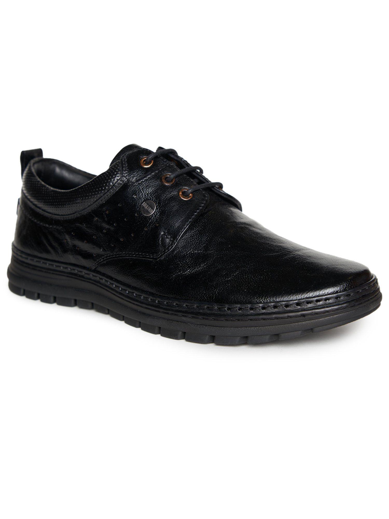 black sherca genuine crumbled leather casual shoes for men