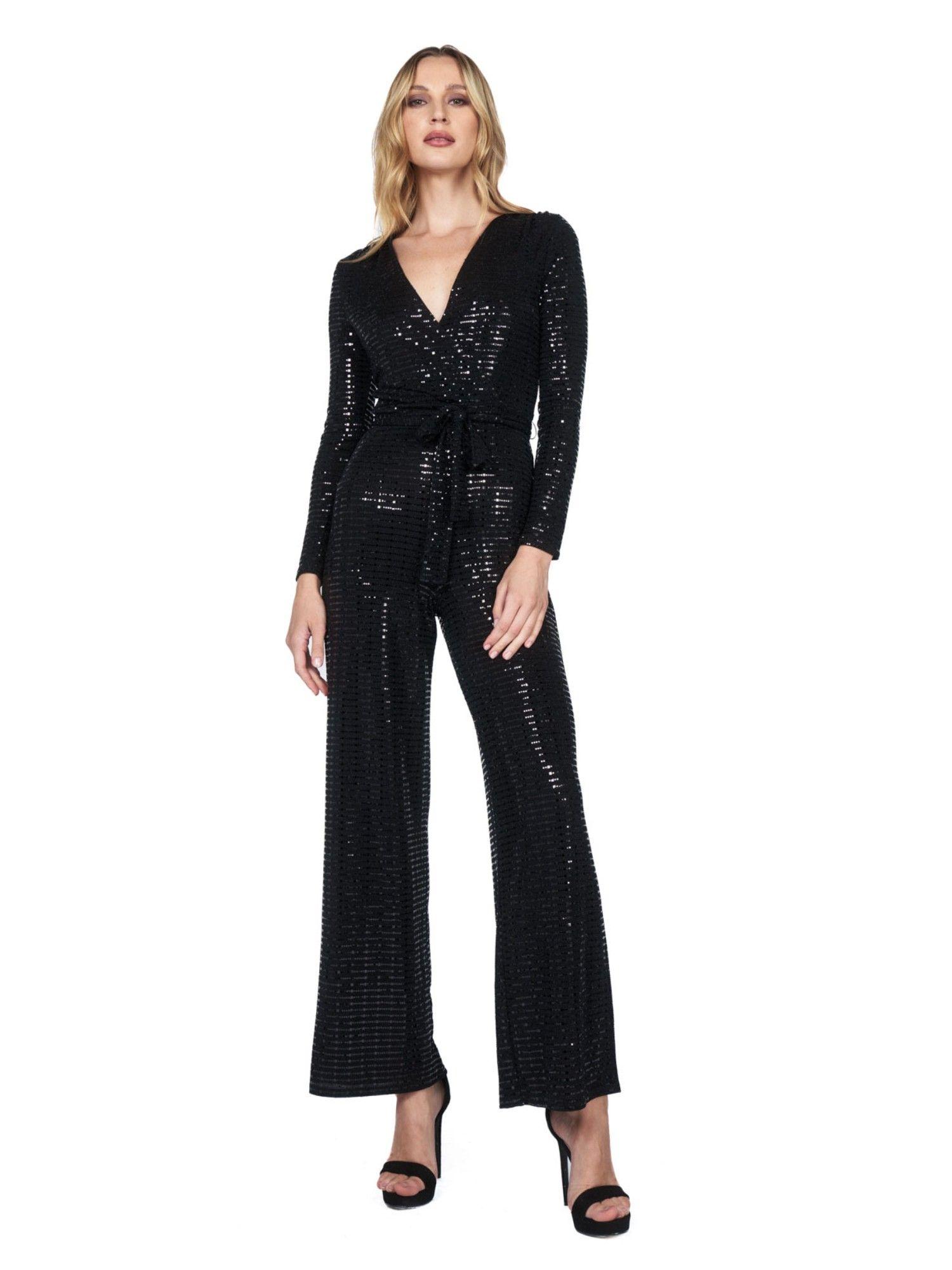 black shimmer lurex jumpsuit with belt (set of 2)