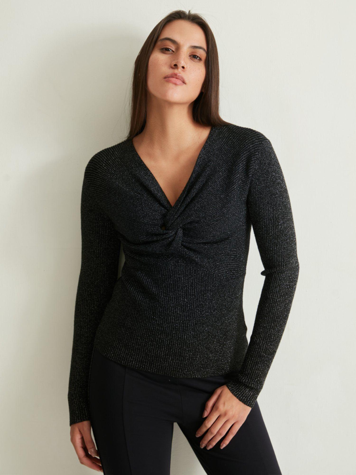 black shimmer pullover