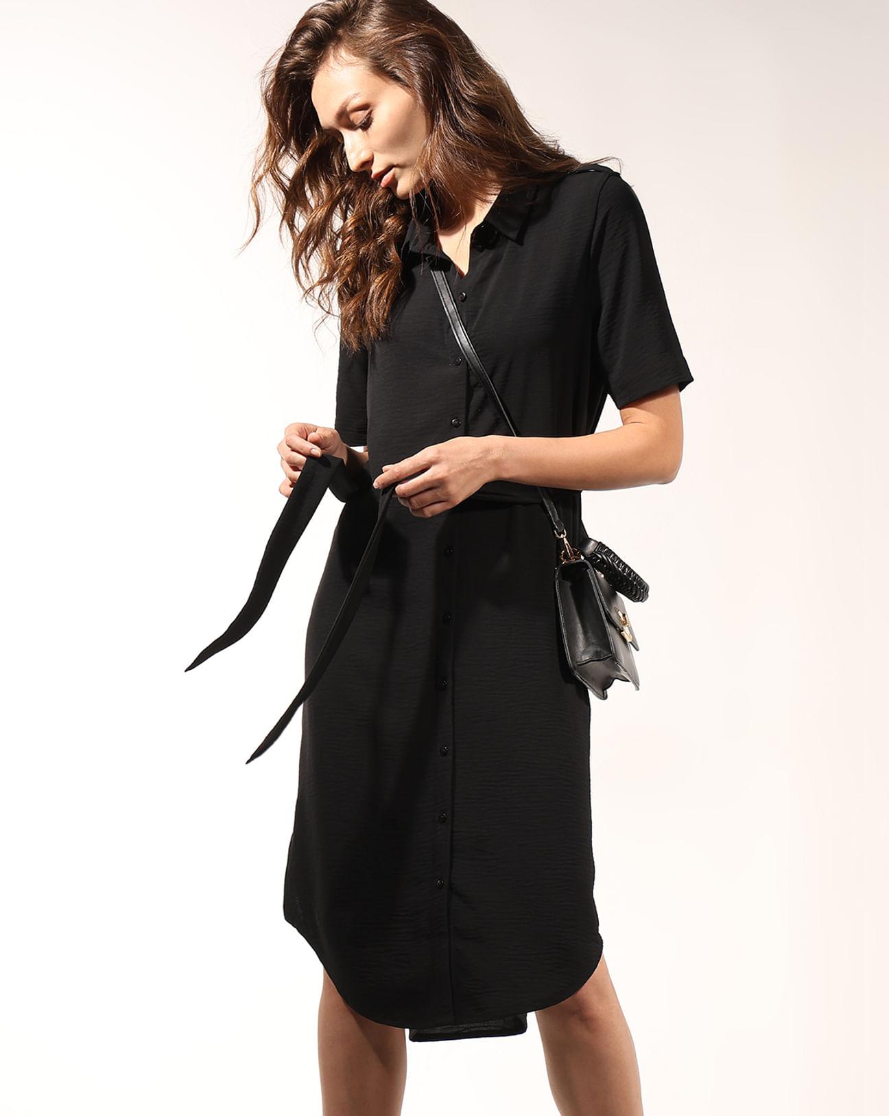 black shirt dress