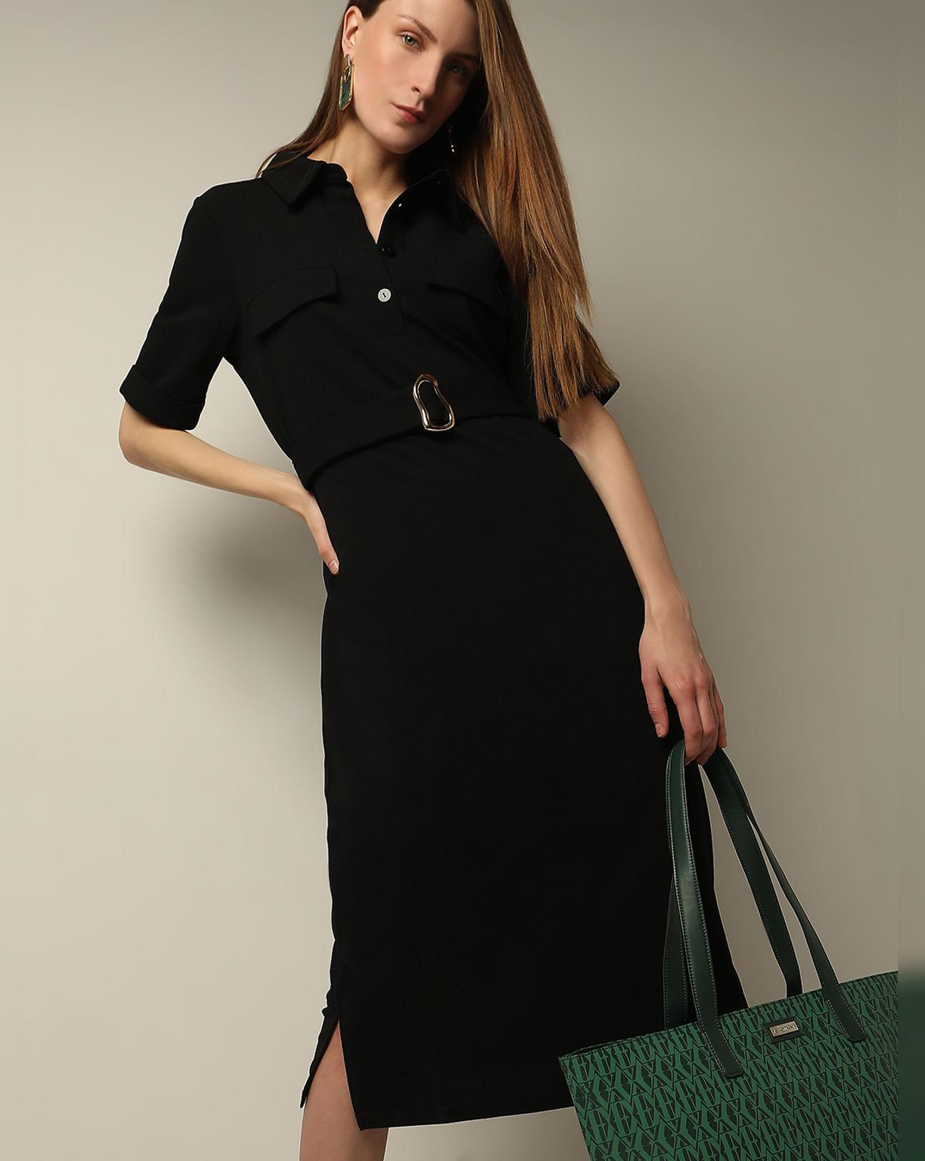 black shirt dress