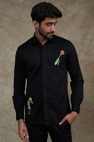 black shirt with hand embroidery