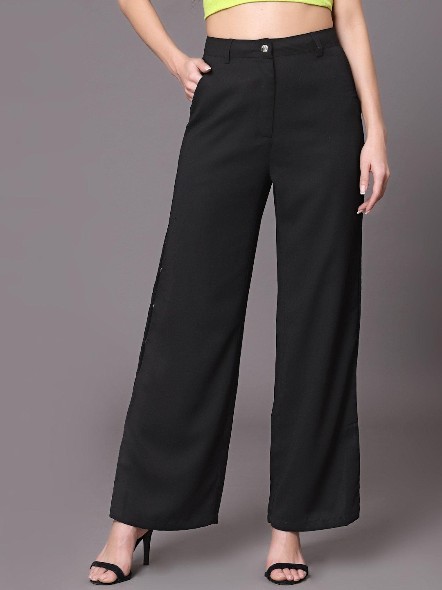 black side slit flared pants