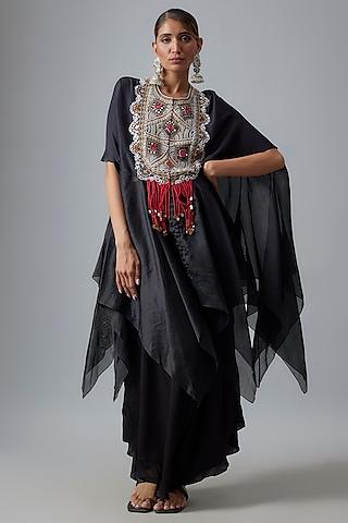 black silk & organza hankey cape set