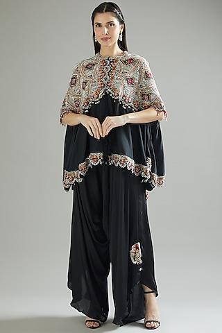 black silk cape set