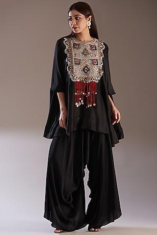 black silk cape set