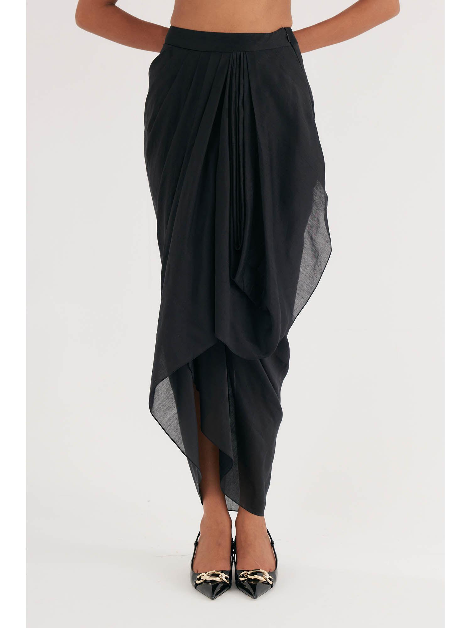 black silk chanderi drape skirt