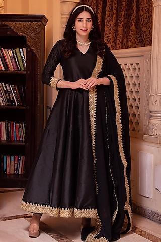 black silk gota patti anarkali set