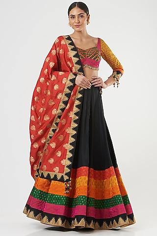 black silk lehenga set