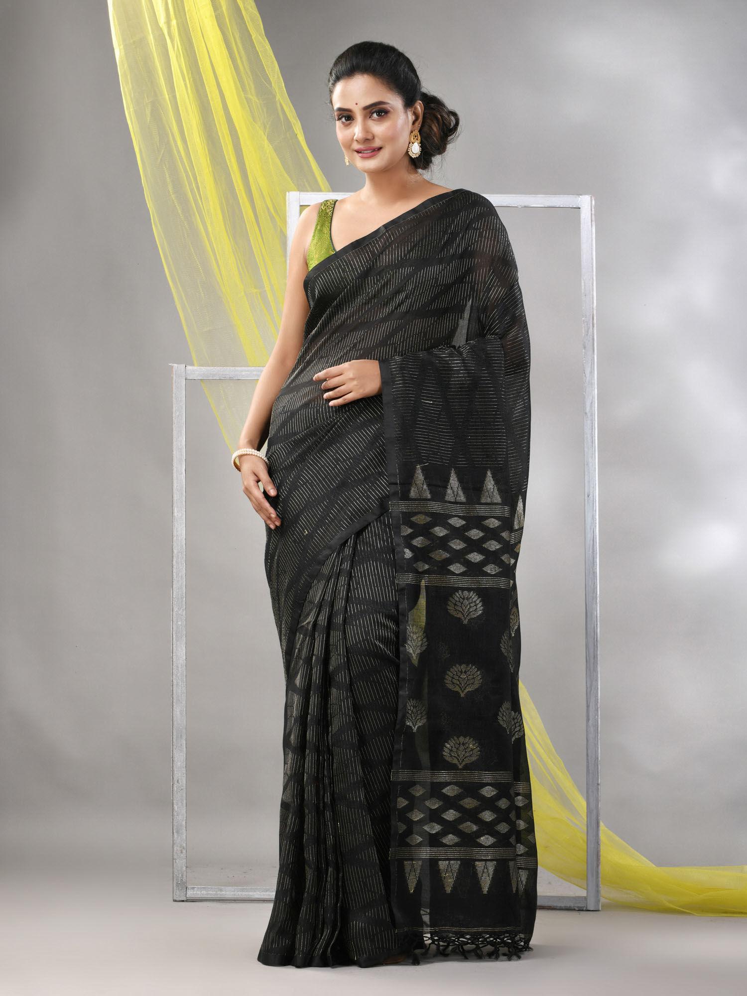 black silk matka soft saree with unstitched blouse