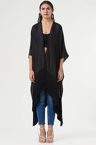 black silk throw cape