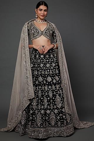 black silk zardosi embroidered lehenga set